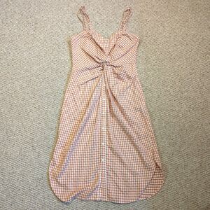 Zara Woman Gingham Twist Front Shirt Dress Small Button Front Cottagecore
